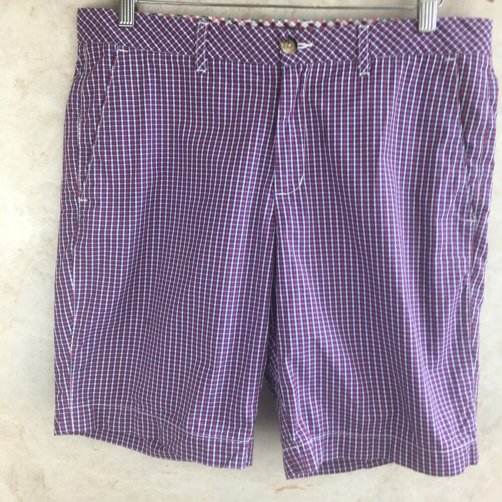 Ben Sherman Red White Blue Plaid Shorts  Men's Size 33